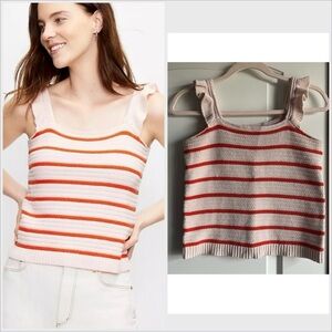 LOFT Pink and Orange Striped Tank Top